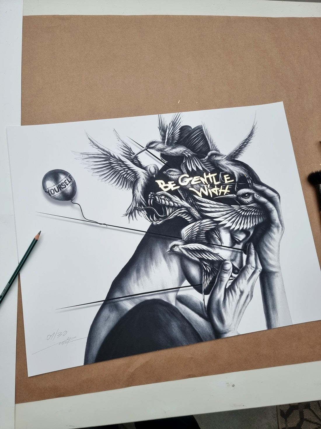 "Be gentle with yourself" - ed. of 30 - 50x40cm